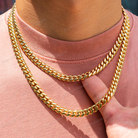 Chaîne cubaine Miami 8 mm en argent sterling plaqué or 14 carats, style hip-hop personnalisé pour homme, avec moissanite certifiée GRA