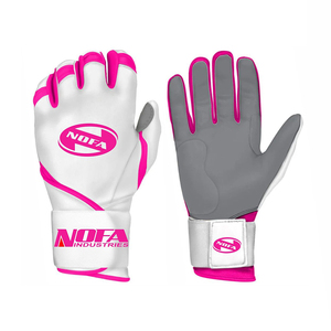 NOFA INDUSTRIES White Purple Batting Gloves Leather Padded <b>Hook</b> And Loop Closure Unisex Adult Training - Product Image 2