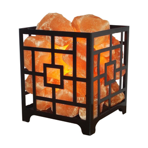 Lampe 100% en morceaux de sel naturel de l'Himalaya avec panier en fer unique Forme personnalisée Artisanat exceptionnel - Product Image 4