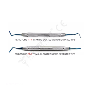 Ensemble périotome dentelé en titane bleu PT1 PT2, détartreur d'extraction atraumatique de dent d'implant dentaire en acier inoxydable allemand CE & ISO - Product Image 1