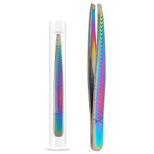 Pinzas para Cejas Inclinadas Multicolores Personalizadas de Último Estilo, Duraderas, para Hombres y Mujeres, Instrumentos de Belleza de Acero Inoxidable - Product Image 1