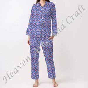 Conjunto de Pijamas de Algodón 100% para Mujer, Ropa de Dormir Suave para el Hogar, Conjunto de Pijamas de Primavera/Verano con Estampado Floral/PERSONAJE/Letra/Patrón/Vacaciones/Árbol PJ064 - Product Image 6