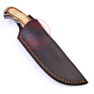 Cuchillo desollador de acero al carbono hecho a mano con mango de madera y Funda de cuero - Product Image 5