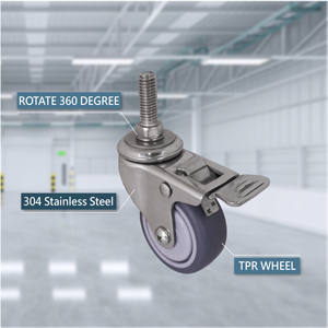 Ruedas Giratorias de Acero Inoxidable de 2 Pulgadas con Vástago M10, Ruedas de Goma TPR con Freno, Rodamiento Suave para Muebles - Product Image 4