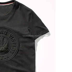 2025 hommes bio 100% coton impression 3d gaufrage T-shirts graphique personnalisé Logo en relief t-shirt - Product Image 6