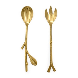 Ensemble de serveurs à salade en acier inoxydable avec finition argentée pour banquet, ustensiles de service en métal design pour événements et traiteur - Product Image 2