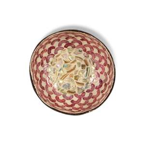 Bol en noix de coco fait à la main, laque, nacre, incrustation de coquille naturelle, durable, écologique, décoration d'intérieur - Product Image 3