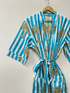 Robe Kimono Femme 100% Coton à Motif Floral Col V Tissée de Haute Qualité Décontractée Été Hiver Douce Respirante Séchage Rapide avec Logo Avant - Product Image 4