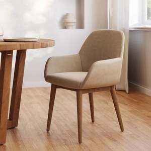 Rura Modern Dining <b>Chair</b> Made of Solid Teak Wood Frame with Foam <b>Cushion</b> and Soft Fabric for Indoor and Outdoor Dining Use. - Product Image 2