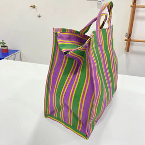 Eco-Friendly Mini <b>Woven</b> PP Striped Shopping <b>Bags</b> Sustainable Recycled Nylon Polypropylene Plastic Made India-Bulk Supermarket - Product Image 1