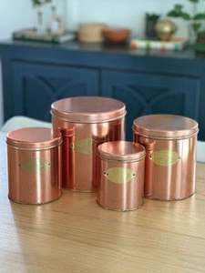 Minimalist <b>Copper</b> Canister Set With Polished Look And Smooth Surface Ideal For Urban Style <b>Kitchens</b> And Compact Storage Needs - Product Image 6