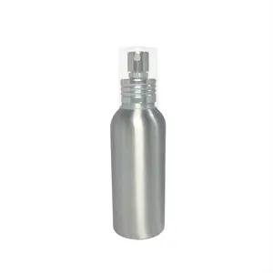 Botol semprot, botol parfum aluminium dengan aluminium oksida perak sangat halus 24 gigi 100ml
