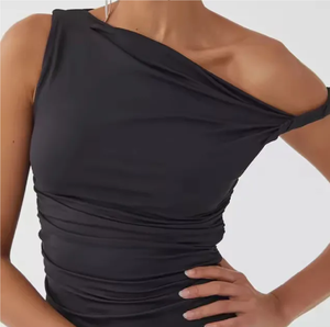 เสื้อกล้ามพลัสไซส์สำหรับผู้หญิงเสื้อกล้ามเอวลอยผ้าไนลอนคอแขนกุด - Product Image 6