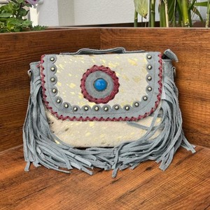 Nuevo bolso de mano con flecos de piel de ante metálico hecho a mano Real, bolso cruzado con estilo occidental, bolso de hombro para mujer, superventas - Product Image 2