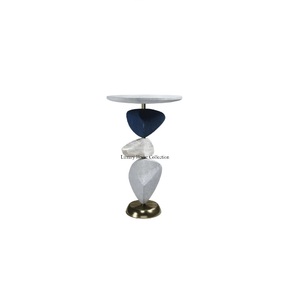 Mesa de centro de forma redonda de estilo moderno Soporte de marco de acabado de color dorado negro Restaurante Suministro de muebles de hotel Mesa potable - Product Image 4
