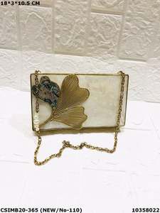 Luxurious Artisan Made Evening <b>Clutches</b> Adorned with Crystal Stones Brass Mother of <b>Pearl</b> Epitomizing Elegance & Opulence - Product Image 6