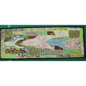 Tapiz Bohemio Indio para Colgar en la Pared, Tejido Bordado a Mano con Diseño Abstracto de Loro Verde, para Decoración de Exteriores, Navidad y Halloween - Product Image 1