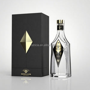 ברנדי טקילה רוח וודקה בהתאמה אישית וודקה כחול בקבוק זכוכית 500 מ "ל 750 1000 מ" ל קופסת מתנה וויסקי עם מכסה בורג - Product Image 1