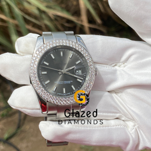 Montre à breloques Hip Hop en acier inoxydable avec diamants de laboratoire ronds et brillants pour hommes, améliorant la clarté VVS - Product Image 3