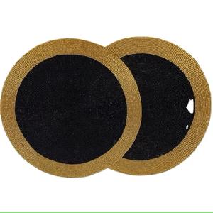 Royal Golden and Black Round Beaded Placemat | Handcrafted Luxury <b>Table</b> Runner <b>Mat</b> for Elegant Dining, Wedding & Festive Decor - Product Image 2