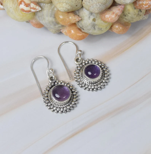 Naturel violet améthyste 925 argent Sterling pierres précieuses boucles d'oreilles à la main février pierre de naissance crochet boucles d'oreilles en gros - Product Image 2