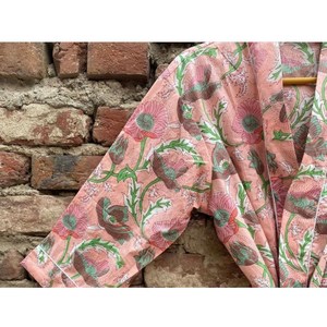 Vestido Kimono con Estampado Floral Rosa para Mujer, Elegante Traje de Baño Tipo Pareo - Product Image 3