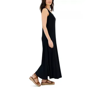 LONGO TANK GOWN Macys Vestidos Com Bolsos Conforto Vestuário Plus Size Sem Mangas Império Cintura Maxi Vestido Respirável