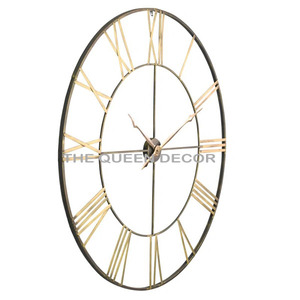 Horloge murale de style antique européen cadre en fer avec poignée décoration mouvement à quartz affichage d'aiguille pour la décoration de la maison - Product Image 4