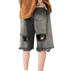 <b>Y2k</b> 100% Cotton High Quality Washed Breathable Denim <b>Shorts</b> Hip Hop Streetwear Distressed Jeans <b>Shorts</b> - Product Image 2
