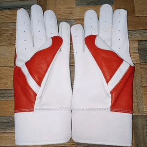 Guantes de Bateo de Béisbol de Protección, Resistentes, Antideslizantes, de Cuero Blanco - Product Image 6
