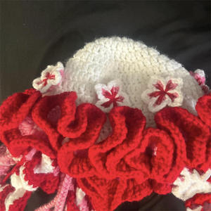 For Tik Tok Handmade Knitted Jellyfish Ruffled Beanies Creative Fashionable Adult <b>Hat</b> with New Pure Handmade Design Cross-Border - Product Image 3