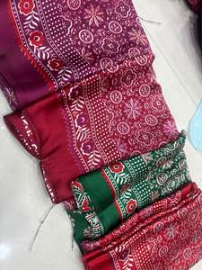 Magnifique nouveau sari en pure soie Gaji avec pallu en soie Gajji Bandhej, travail original, moderne, séchage rapide, décontracté, toutes saisons - Product Image 2