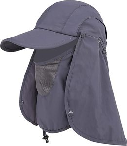 Gorra de pesca ligera con máscara extraíble y solapa de cuello largo sombrero protector solar para exteriores para senderismo, canotaje y deportes de verano - Product Image 6