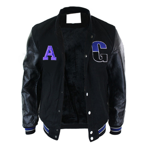 Veste de baseball universitaire à manches en cuir Blouson de baseball Letterman Varsity Blouson de baseball en imitation cuir Veste de baseball universitaire pour hommes décontracté au crochet - Product Image 4