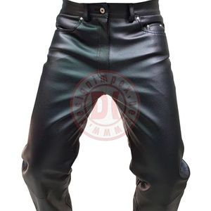 กางเกงหนังผู้ชายสำหรับนักขี่มอเตอร์ไซค์ เอวกลาง ปักลาย กันลม สไตล์สปอร์ต - Product Image 6