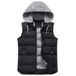 Puffer <b>Jackets</b> High Street Quality Hoodie Plain Solid Color <b>Men's</b> Down Puffer <b>Jackets</b> OEM Custom Printed Winter Sleeveless - Product Image 1