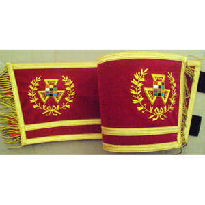 Artisanat de broderie de régalia maçonnique : Tablier de maître maçon avec collier de bijoux, marteau, truelle, équerre, broderie au point de croix - Product Image 2