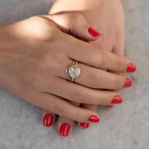 Alianza de boda de oro amarillo de 18 quilates, joyería nupcial única, propuesta de diamante cultivado en laboratorio y anillo de compromiso de aniversario, anillos finos - Product Image 6