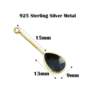 Unisexe 13x9mm Facettes Opalite Poire Gemme Pendentif Or Vermeil Argent Sterling Fine Jewelry Fantaisie Lunette Connecteur Blanc - Product Image 4