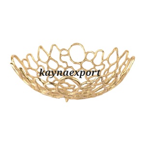 Tazón de Servir de Metal Blanco Pulido de Lujo con Diseño de Mariposa, para Decoración de Bodas y Fiestas, Rama Dorada Hecha a Mano, al Mejor Precio de Fábrica - Product Image 2