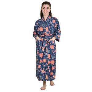 Boho Style Kimono Robe De Bain En Pure Coton Fleuri <b>Cardigan</b> La Mode Printemps-Et Robe De Chambre Douce Et Confortable - Product Image 1