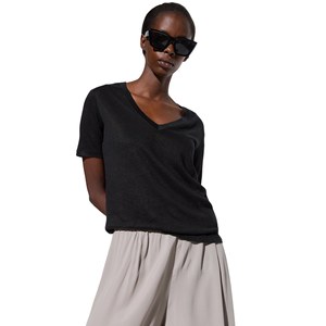 T-shirt décontracté pour femme 100 % coton à manches longues et col rond, coupe classique - Product Image 3