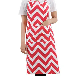 100% Cotton Printed Apron - Red chevron