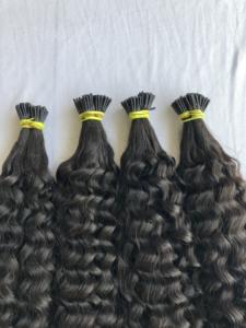 Top Premium Quality Raw Indian Temple Remy Virgin 24'' Kinky <b>Curly</b> I Tip <b>Hair</b> Extensions Single Donor Wholesales Indian Supplier - Product Image 3