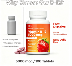 Tabletas de <span class=keywords><strong>Vitamina</strong></span> <span class=keywords><strong>B12</strong></span> al por Mayor OEM, Suplementos Naturales para Adultos que Apoyan la Energía y la Inmunidad, Marca Privada Personalizada - Product Image 4