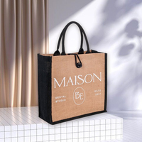 Sac fourre-tout en jute personnalisé, réutilisable, en lin naturel et toile de jute, idéal pour la plage et le shopping – Vente en gros