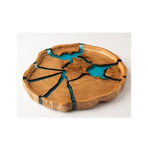 Plateau de service en bois de forme ronde en gros pour la décoration de table Plateau de service en bois imprimé pour la maison Restaurant Hôtel - Product Image 3