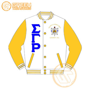 Chaqueta universitaria transpirable acolchada impermeable bordada de satén Sigma Gamma Rho personalizada para mujer-GREEK TREASURES - Product Image 3