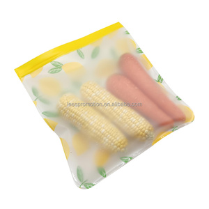 Storage Customized Logo Printing Reusable Food Grade Foldable PEVA Silicone Zip Lock Bags For Food Storage