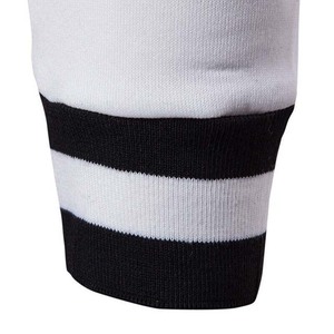 Pull décontracté à col en V et rayures contrastées en tricot torsadé pour hommes - Product Image 6